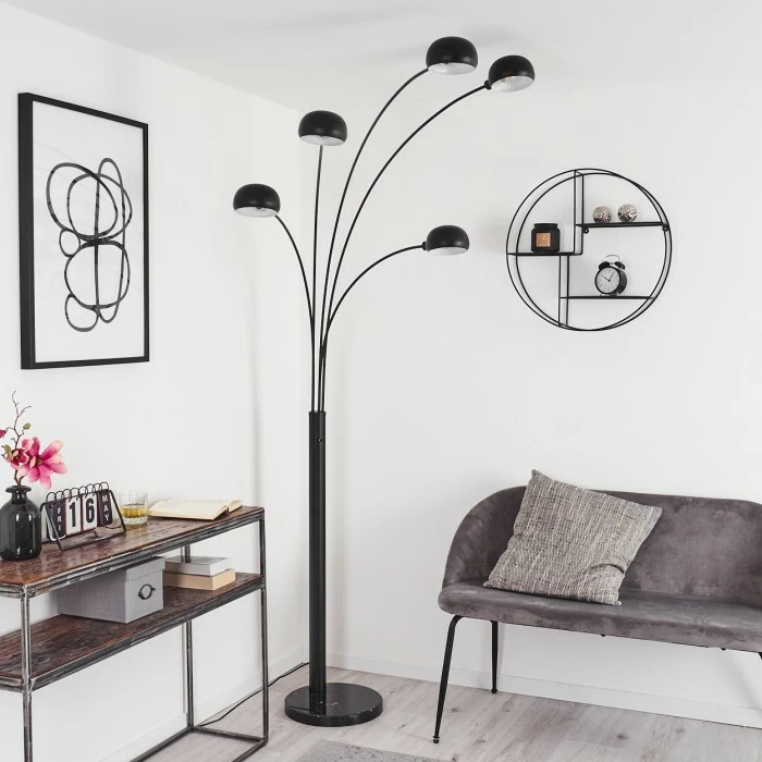 Hofstein Nikkala Stehleuchte Schwarz, 5-flammig – Bild 12