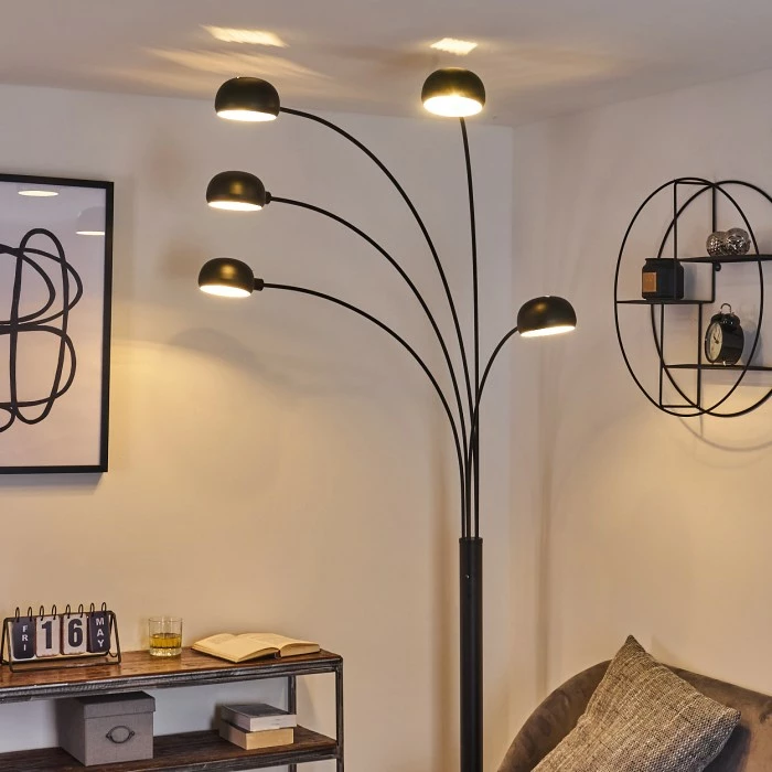 Hofstein Nikkala Stehleuchte Schwarz, 5-flammig – Bild 7