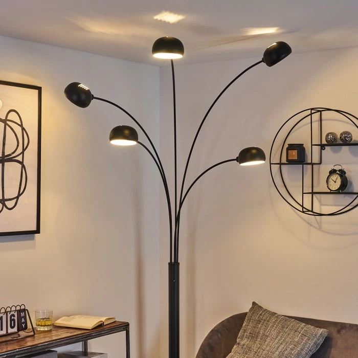 Hofstein Nikkala Stehleuchte Schwarz, 5-flammig – Bild 9