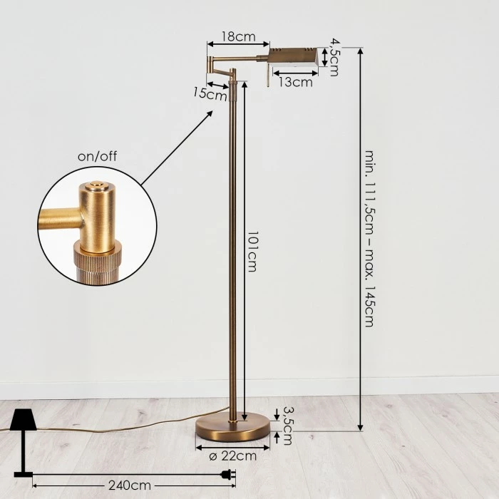 Hofstein Norrlida Stehleuchte LED Messing, 1-flammig – Bild 4