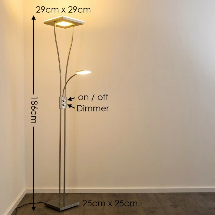 Hofstein Notigi Deckenfluter LED Nickel-Matt, 2-flammig, Fernbedienung, Farbwechsler – Bild 2