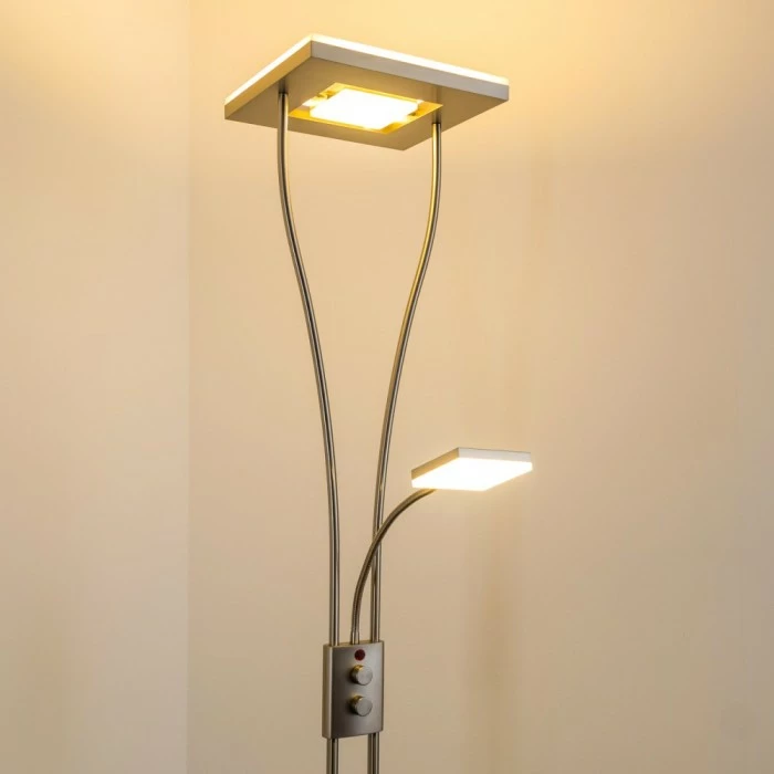 Hofstein Notigi Deckenfluter LED Nickel-Matt, 2-flammig, Fernbedienung, Farbwechsler – Bild 13