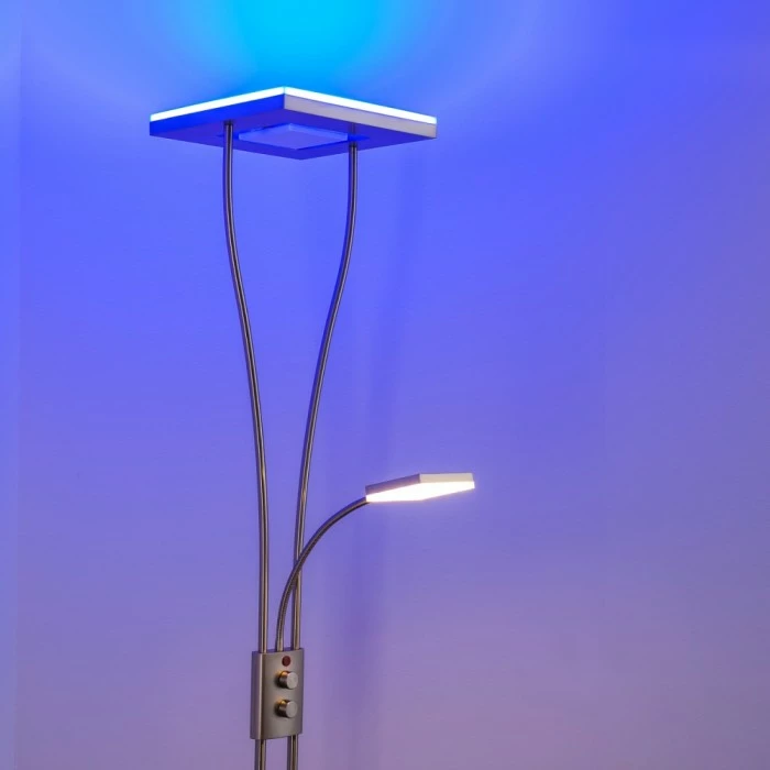 Hofstein Notigi Deckenfluter LED Nickel-Matt, 2-flammig, Fernbedienung, Farbwechsler – Bild 15