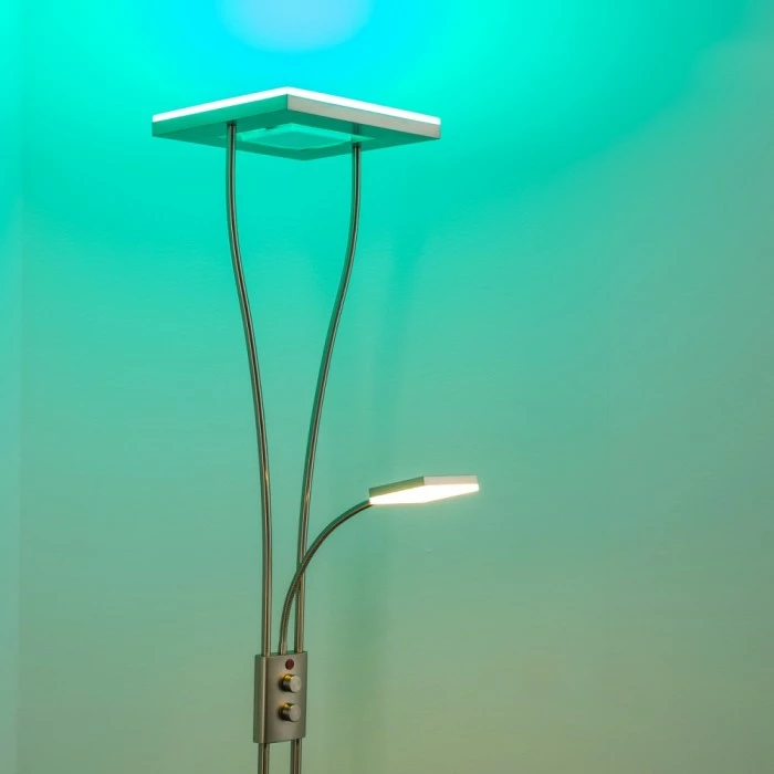 Hofstein Notigi Deckenfluter LED Nickel-Matt, 2-flammig, Fernbedienung, Farbwechsler – Bild 16