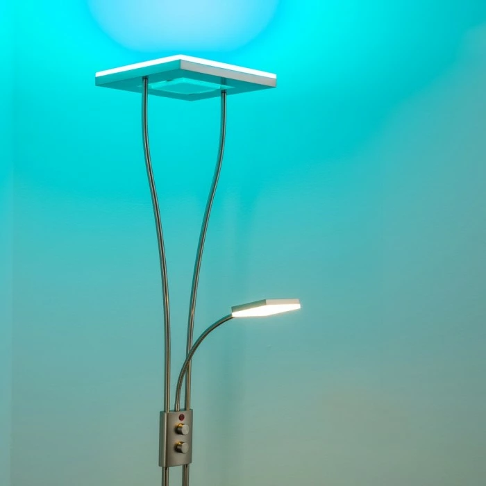 Hofstein Notigi Deckenfluter LED Nickel-Matt, 2-flammig, Fernbedienung, Farbwechsler – Bild 18