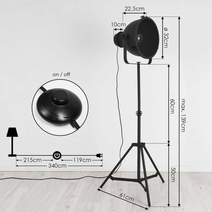 Hofstein Ogho Stehleuchte Schwarz, 1-flammig – Bild 4