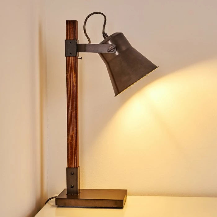 Hofstein Oksbol Tischleuchte Grau, Dunkelbraun, Stahl gebürstet, 1-flammig – Bild 11