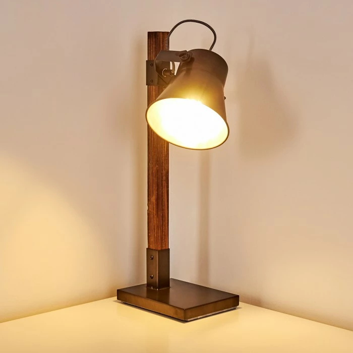 Hofstein Oksbol Tischleuchte Grau, Dunkelbraun, Stahl gebürstet, 1-flammig – Bild 13