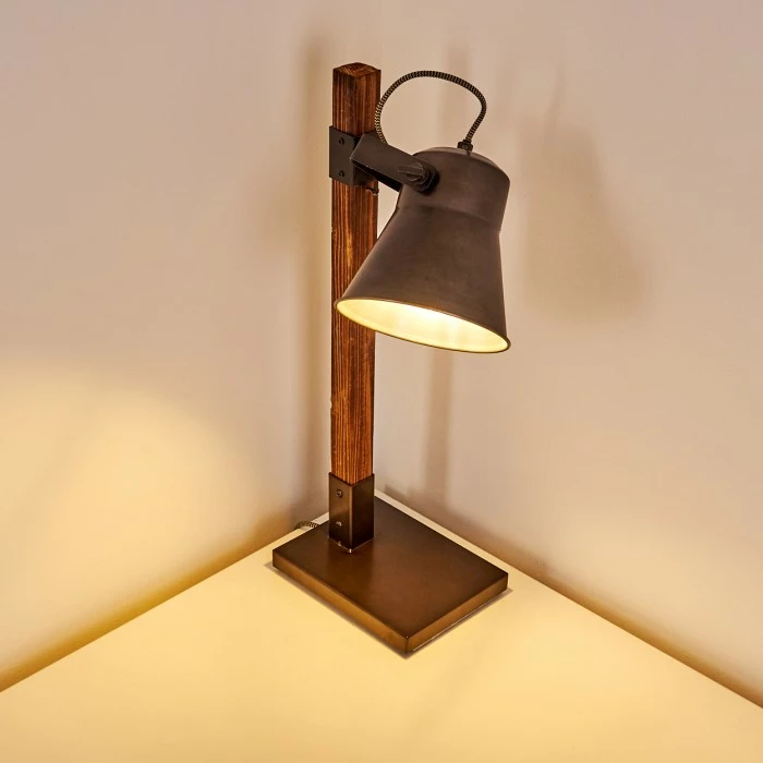 Hofstein Oksbol Tischleuchte Grau, Dunkelbraun, Stahl gebürstet, 1-flammig – Bild 8