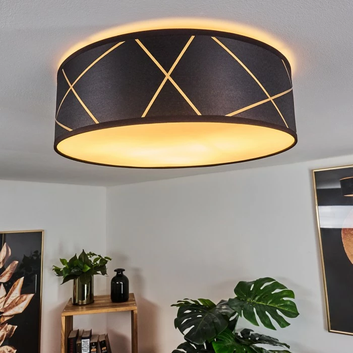 Hofstein Opatija Deckenleuchte Schwarz, Weiß, Gold, 3-flammig