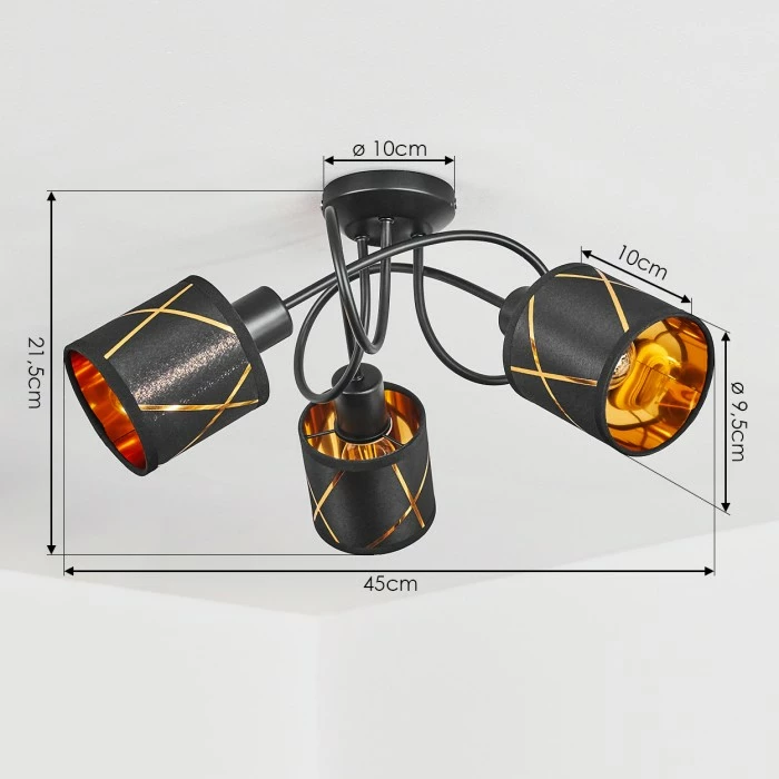 Hofstein Opatija Deckenleuchte Schwarz, 3-flammig – Bild 4