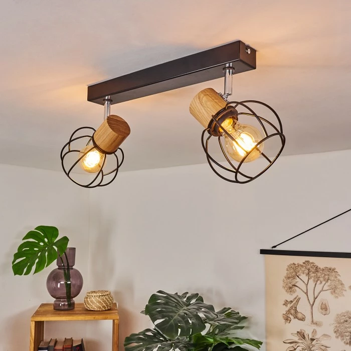 Hofstein Orkanger Deckenleuchte Chrom, Schwarz, Naturfarben, 2-flammig – Bild 11