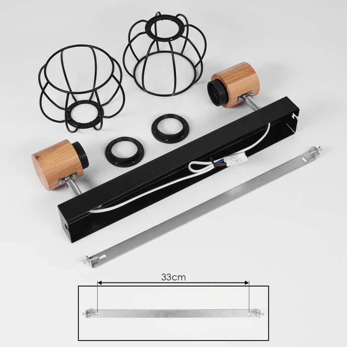 Hofstein Orkanger Deckenleuchte Chrom, Schwarz, Naturfarben, 2-flammig – Bild 5