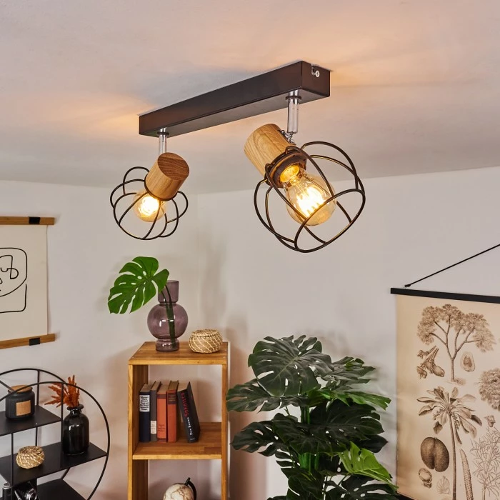 Hofstein Orkanger Deckenleuchte Chrom, Schwarz, Naturfarben, 2-flammig – Bild 7