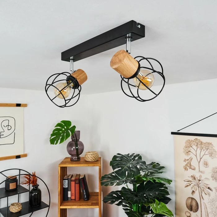 Hofstein Orkanger Deckenleuchte Chrom, Schwarz, Naturfarben, 2-flammig – Bild 10