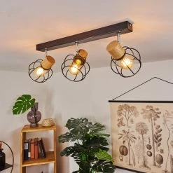 Hofstein Orkanger Deckenleuchte Chrom, Schwarz, Naturfarben, 3-flammig