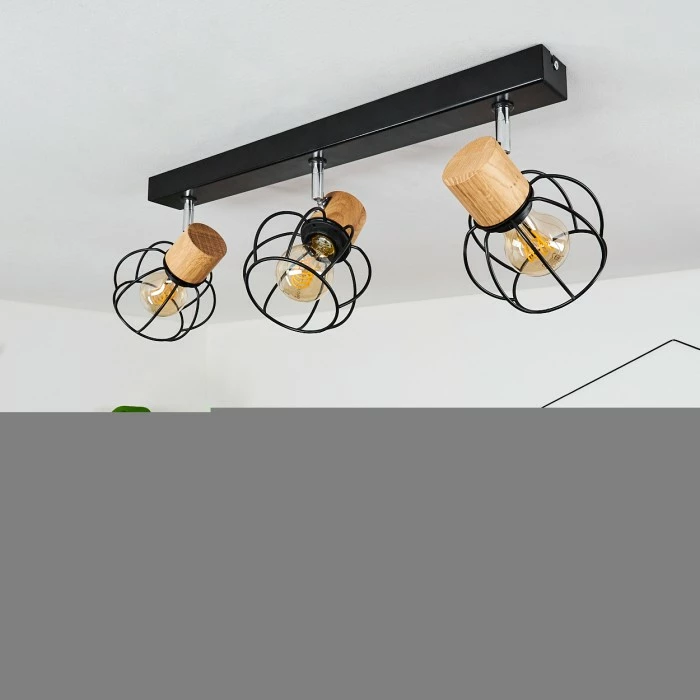 Hofstein Orkanger Deckenleuchte Chrom, Schwarz, Naturfarben, 3-flammig – Bild 11