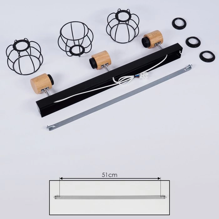 Hofstein Orkanger Deckenleuchte Chrom, Schwarz, Naturfarben, 3-flammig – Bild 5