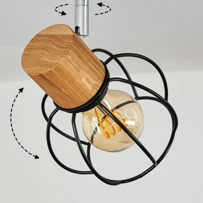 Hofstein Orkanger Deckenleuchte Chrom, Schwarz, Naturfarben, 3-flammig – Bild 6