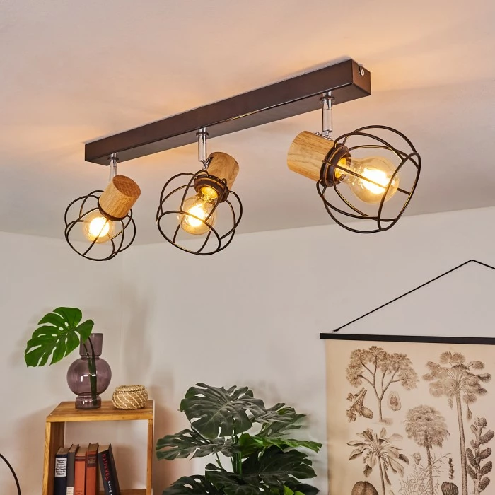 Hofstein Orkanger Deckenleuchte Chrom, Schwarz, Naturfarben, 3-flammig – Bild 7