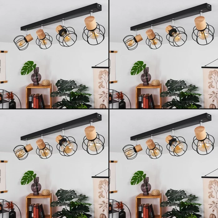 Hofstein Orkanger Deckenleuchte Chrom, Schwarz, Naturfarben, 4-flammig – Bild 2