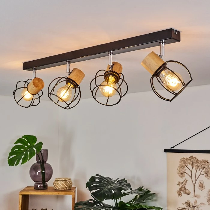 Hofstein Orkanger Deckenleuchte Chrom, Schwarz, Naturfarben, 4-flammig – Bild 11