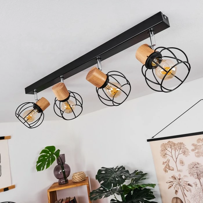 Hofstein Orkanger Deckenleuchte Chrom, Schwarz, Naturfarben, 4-flammig – Bild 12