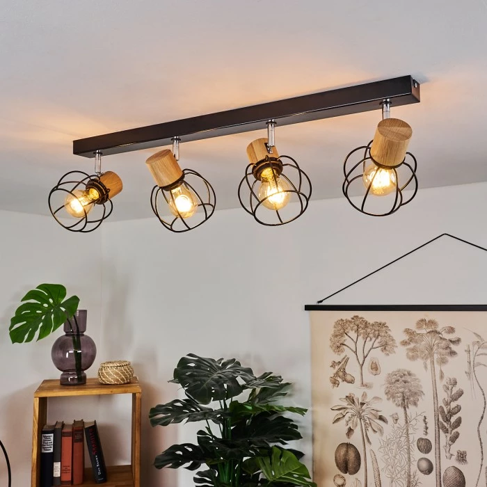 Hofstein Orkanger Deckenleuchte Chrom, Schwarz, Naturfarben, 4-flammig – Bild 7