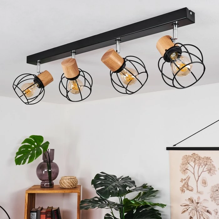 Hofstein Orkanger Deckenleuchte Chrom, Schwarz, Naturfarben, 4-flammig – Bild 10