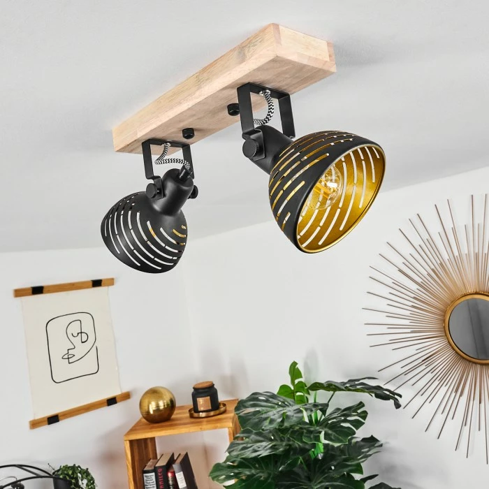 Hofstein Osina Deckenleuchte Schwarz, Braun, 2-flammig – Bild 2