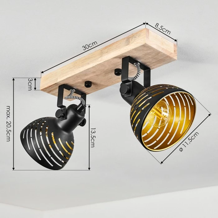 Hofstein Osina Deckenleuchte Schwarz, Braun, 2-flammig – Bild 4