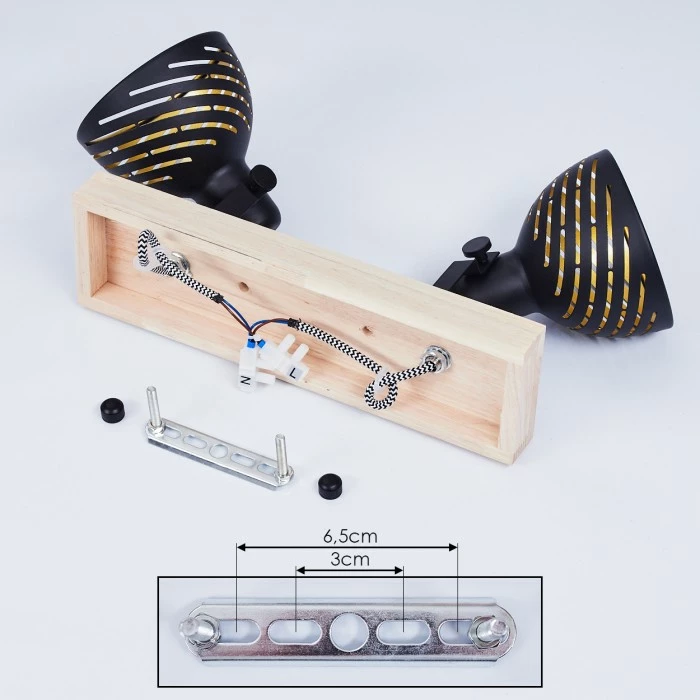 Hofstein Osina Deckenleuchte Schwarz, Braun, 2-flammig – Bild 5