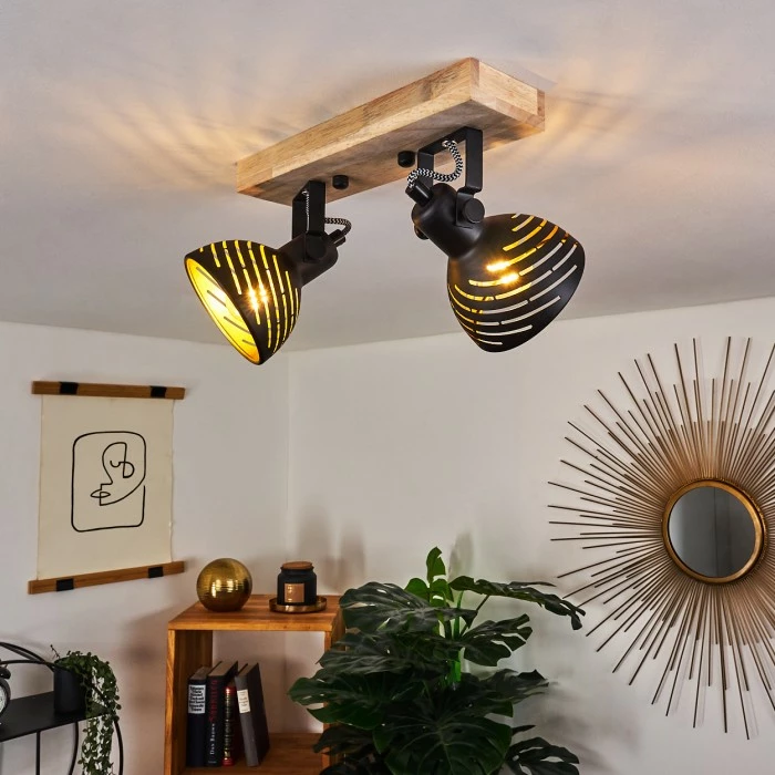 Hofstein Osina Deckenleuchte Schwarz, Braun, 2-flammig – Bild 7