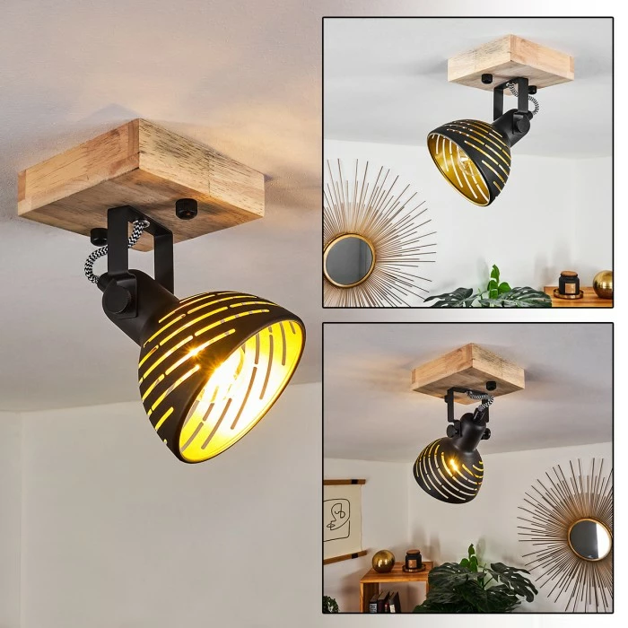 Hofstein Osina Deckenleuchte Schwarz, Braun, 1-flammig