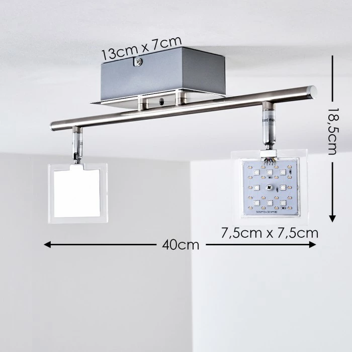 Hofstein Oxford Deckenleuchte LED Chrom, 2-flammig, Fernbedienung, Farbwechsler – Bild 2