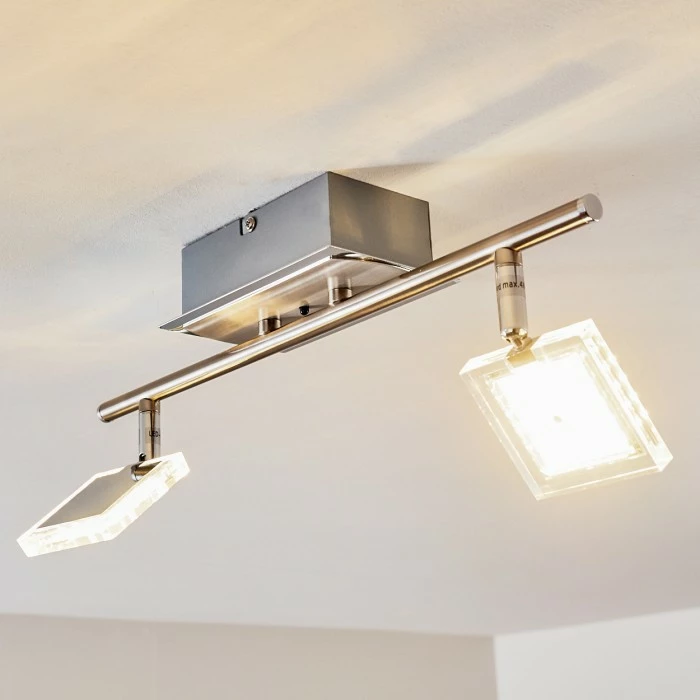 Hofstein Oxford Deckenleuchte LED Chrom, 2-flammig, Fernbedienung, Farbwechsler – Bild 12