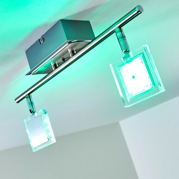 Hofstein Oxford Deckenleuchte LED Chrom, 2-flammig, Fernbedienung, Farbwechsler – Bild 17