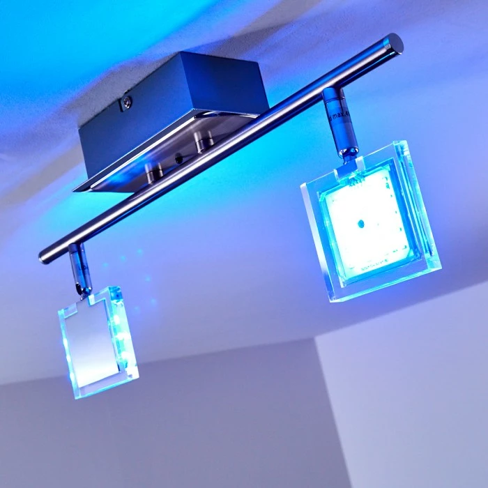 Hofstein Oxford Deckenleuchte LED Chrom, 2-flammig, Fernbedienung, Farbwechsler – Bild 4