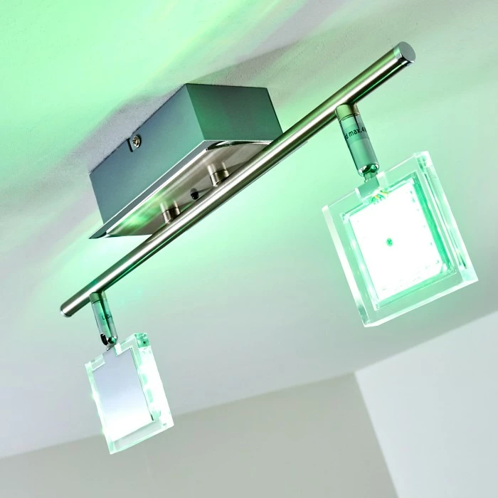 Hofstein Oxford Deckenleuchte LED Chrom, 2-flammig, Fernbedienung, Farbwechsler – Bild 5