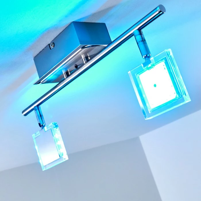 Hofstein Oxford Deckenleuchte LED Chrom, 2-flammig, Fernbedienung, Farbwechsler – Bild 6