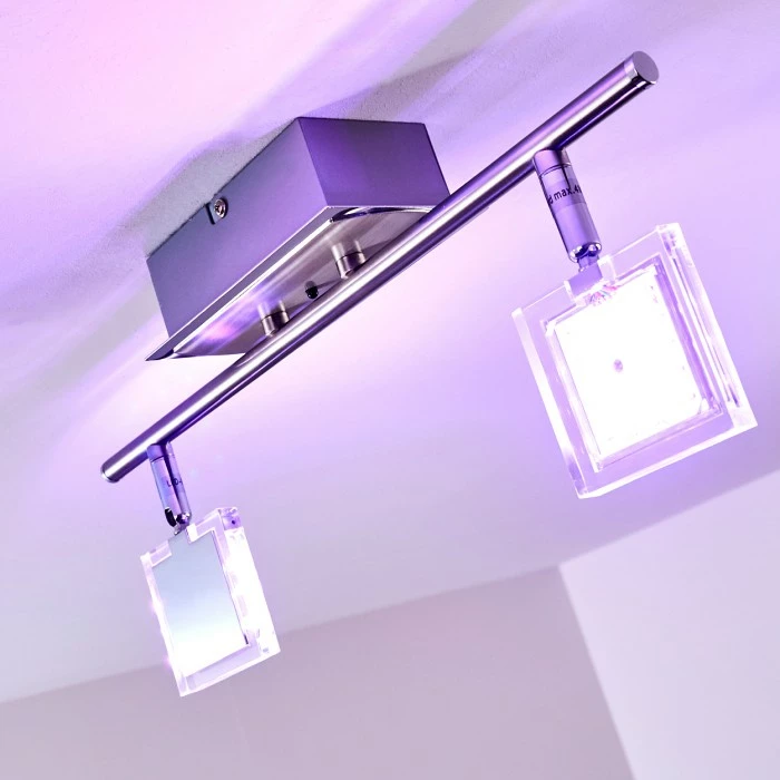 Hofstein Oxford Deckenleuchte LED Chrom, 2-flammig, Fernbedienung, Farbwechsler – Bild 7