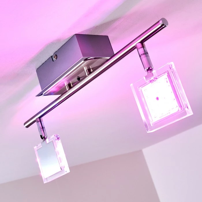 Hofstein Oxford Deckenleuchte LED Chrom, 2-flammig, Fernbedienung, Farbwechsler – Bild 8