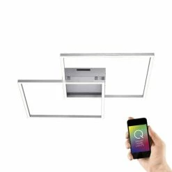 Paul Neuhaus Q-Serie Paul Neuhaus Q-Inigo Deckenleuchte LED Edelstahl, 2-flammig, Fernbedienung