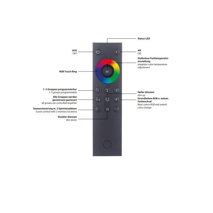Paul Neuhaus Q-Serie Paul Neuhaus Q-VITO Deckenleuchte LED Anthrazit, 1-flammig, Fernbedienung – Bild 4