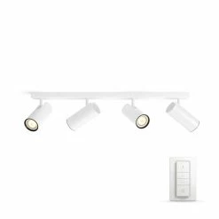 Philips Leuchten Philips Hue Ambiance White Burato Deckenspot Basis-Set Weiß, 4-flammig, Fernbedienung