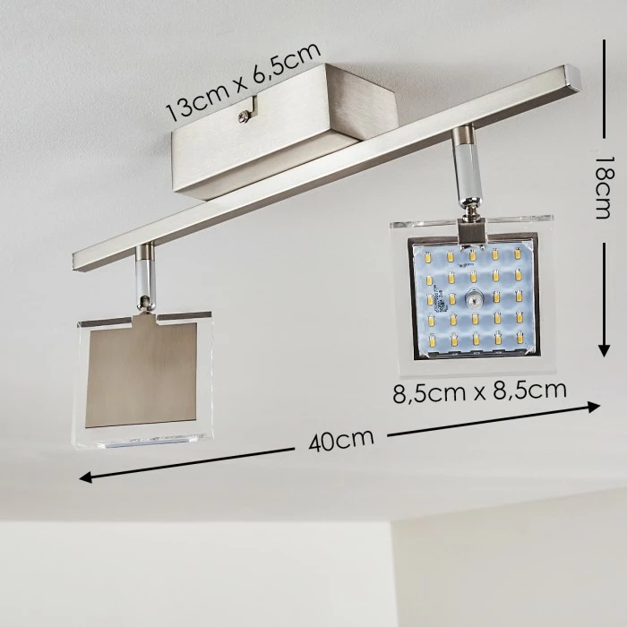 Hofstein Piney Deckenleuchte LED Nickel-Matt, 2-flammig – Bild 2