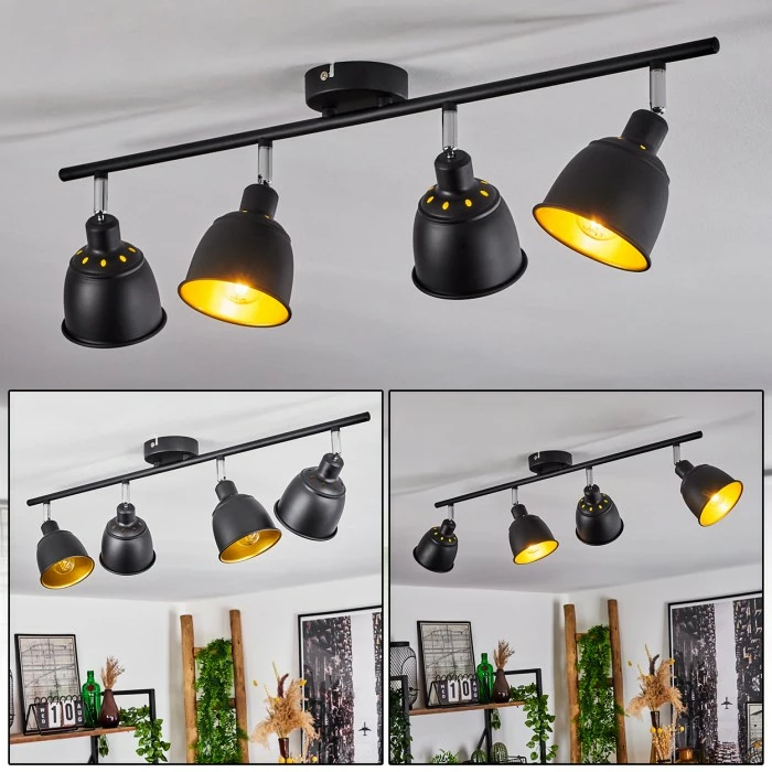 Hofstein Pistrino Deckenleuchte Chrom, Schwarz, 4-flammig