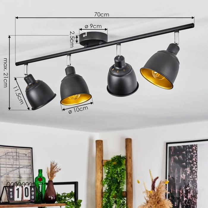 Hofstein Pistrino Deckenleuchte Chrom, Schwarz, 4-flammig – Bild 4