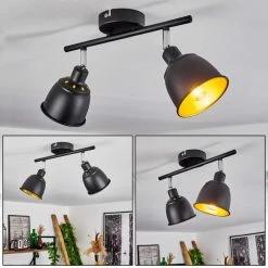 Hofstein Pistrino Deckenleuchte Chrom, Schwarz, 2-flammig