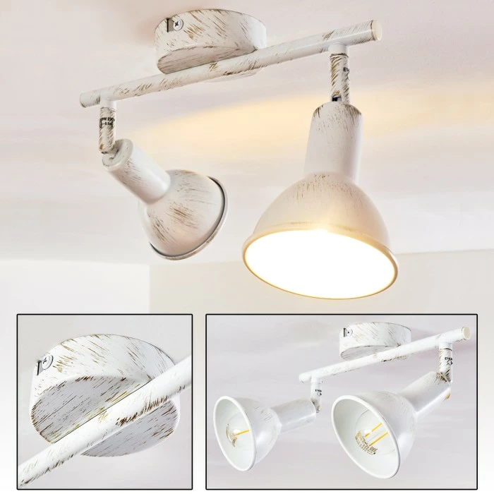 Hofstein Polmak Deckenspot Weiß, Gold, 2-flammig